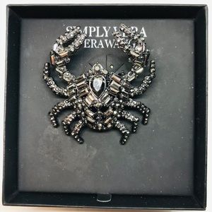 Vera Wang Grey Rhinestone Crab Brooch